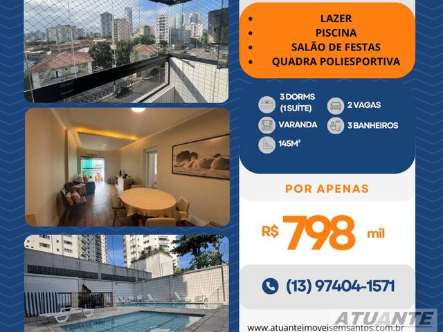 #1747 - Apartamento para Venda em Santos - SP