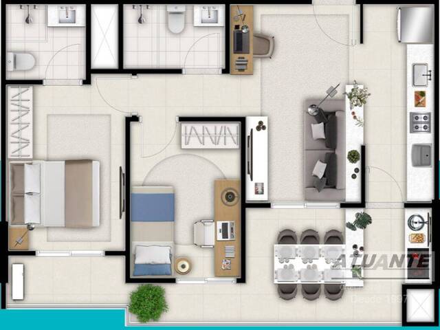 #1933 - Apartamento para Venda em Santos - SP - 1
